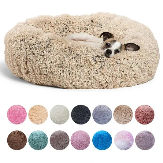 Round Plush Pet Bed – Super Soft Winter Dog & Cat Bed (40–90cm)