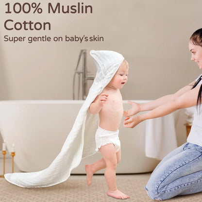 100% Muslin Cotton Baby Hooded Bath Towel