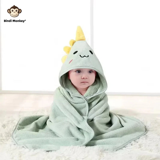Animal Print Baby Bathrobe – Soft, Quick-Dry Hooded Coral Velvet Robe