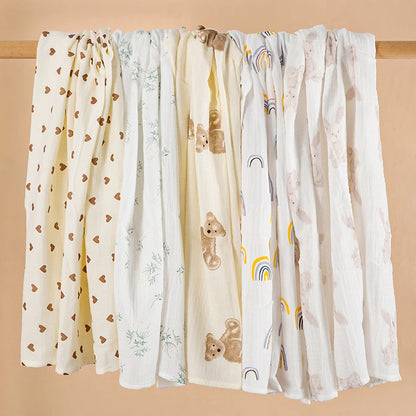 100x100cm Cotton Muslin Baby Swaddle Blanket – Newborn Bath Towel & Bedding