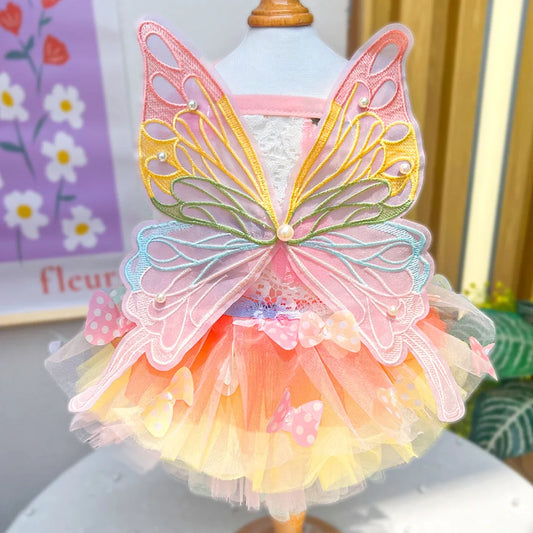 Cute Pet Dress with Bow – Breathable Cat & Small Dog Princess Outfit