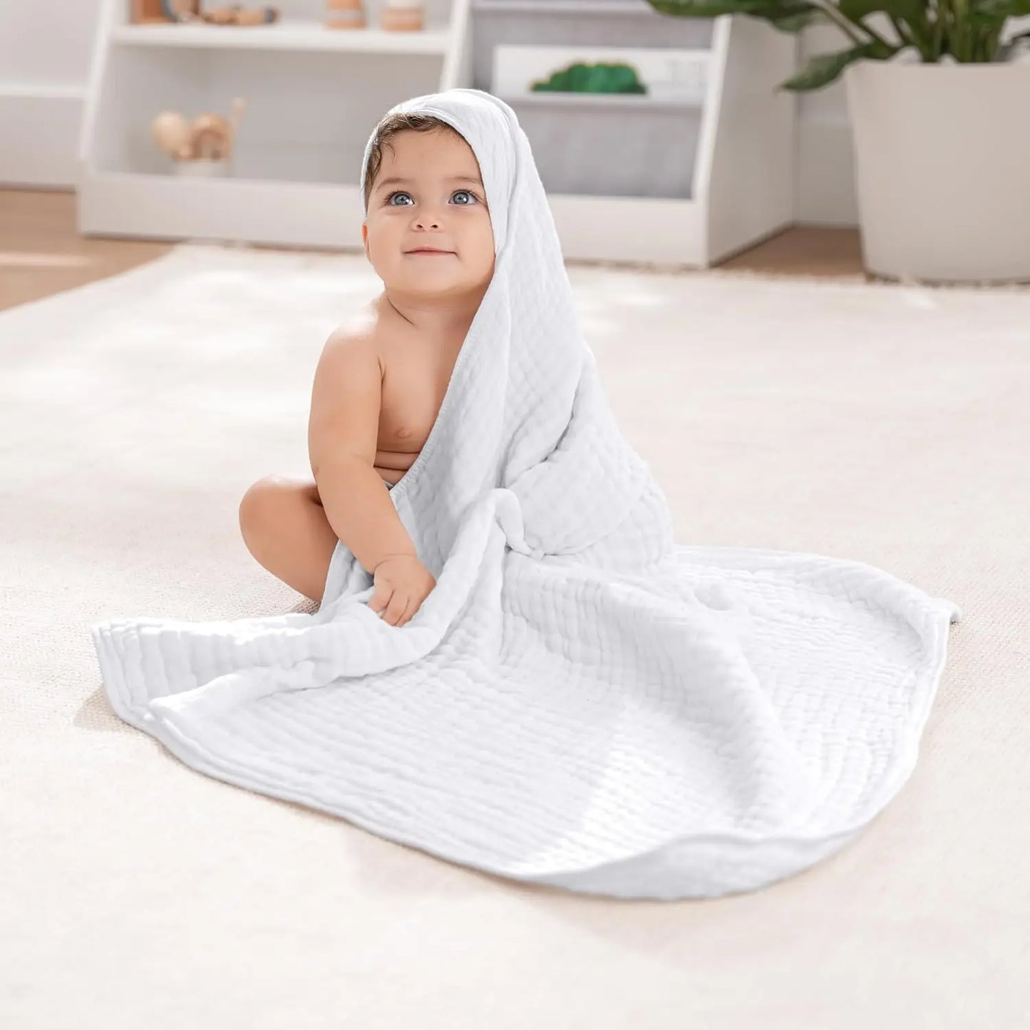 100% Muslin Cotton Baby Hooded Bath Towel