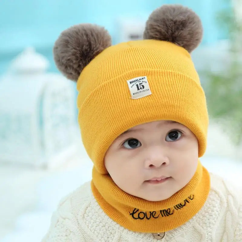 0-12 Months Baby Knitted Hat & Scarf Set – Warm for Autumn & Winter