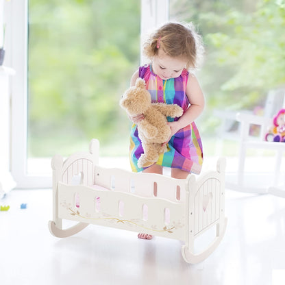 ROBOTIME Reversible Wooden Doll Crib for 18" Dolls