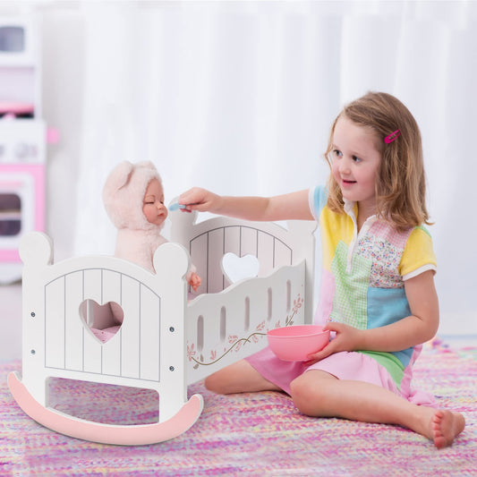 ROBOTIME Reversible Wooden Doll Crib for 18" Dolls